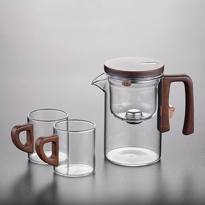 Glass Tea Pot Kettle Infuser 520ml/720ml Teapot Water Separation Inner Magnet One Click Magnetic Switch Tea Filtration Cup Set