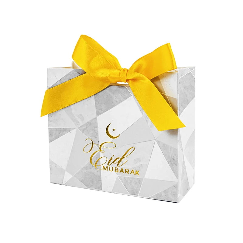 5/10Pcs Eid Mubarak Candy Gift Boxes Ramadan Kareem Cookie Snack Packaging Box Bag 2024 Muslim Islamic Party Decoration Supplies
