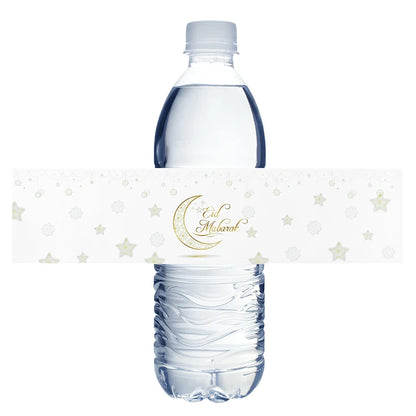 10/20pcs Eid Mubarak Bottle Wrapper Paper Sticker Ramadan Kareem Festival Party Supplies Water Bottle Cover Eid Al-Fitr Decor
