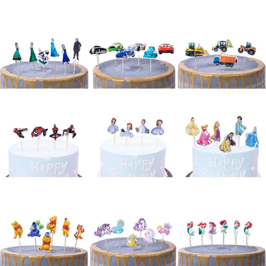 Frozen Anna Elsa Princess Theme Cupcake Picks Animal Cake Toppers Cartoon Cupcake Inserts Card Party Gift for Kid Birthday Decor