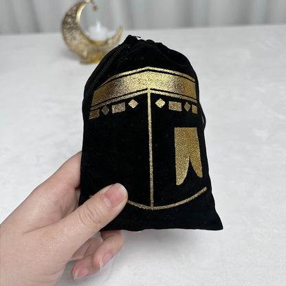 6pcs Eid Mubarak Bags Black Velvet Gift Kareem Ramadan Candy Bags Muslim Islamic Home Family Party Decorations Eid Al-Fitr 2024