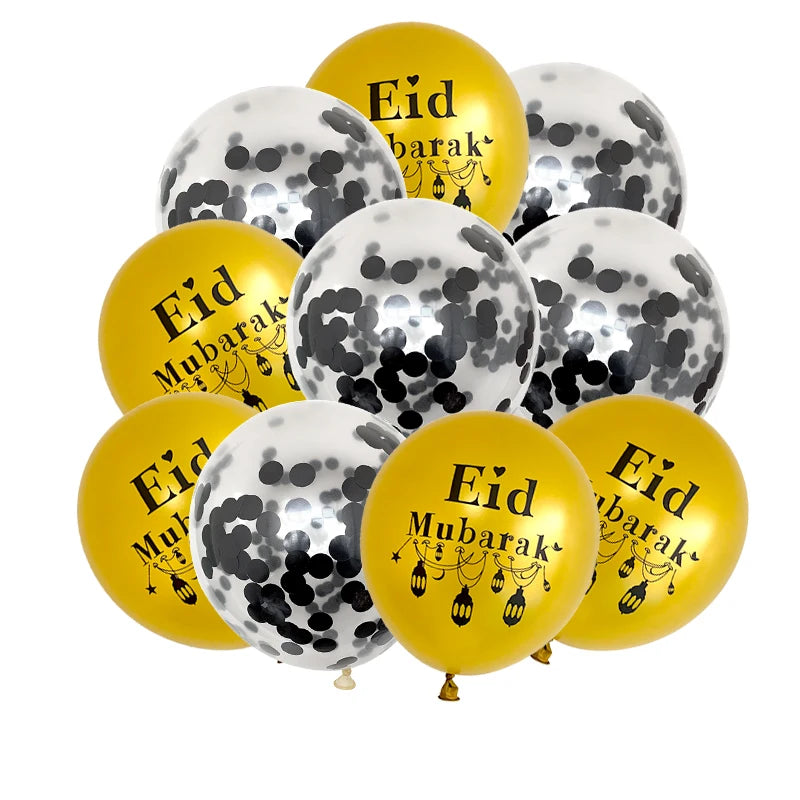 10pcs Eid Mubarak Metal Latex Balloon Ramadan Kareem Decoration Air Globos Ramadan Mubarak Muslim Islamic Festival Party Decor