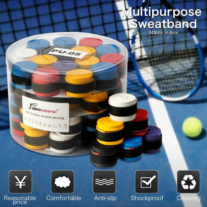60 Pcs /Lot White Black Colorful Coated Tennis Overgrips Badminton Grips Breathable Tennis Racket Tapes Fishing Rod Sweatbands
