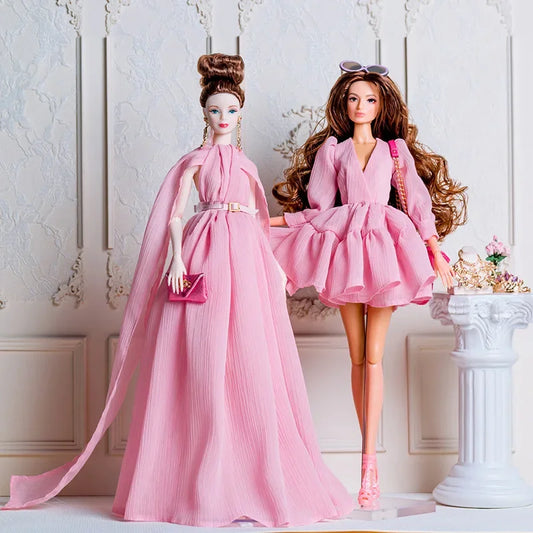 Pink Dress / High Quality Gown + Shoes / 1/6 Doll Clothes Suit Ornate Outfit Accessories for 30cm Xinyi Fr2 ST PP Barbie Doll