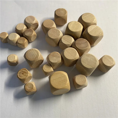 10pcs D6 6 Sided Blank Wood Dice for Party Family DIY Games Printing Engraving Kid Toys