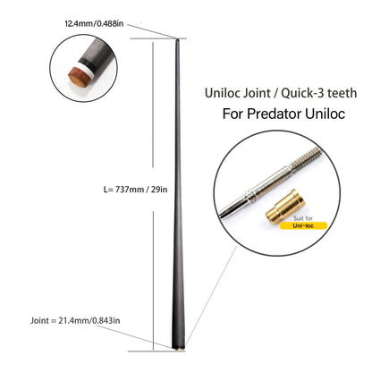 Customized 100% Carbon Fiber Shaft Billiard Pool Cue Stick 10/12/12.4/12.9/13.9mm Shaft Uni-Loc Joint Single Shaft