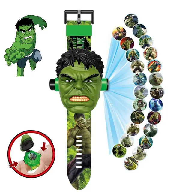17 Style Disney Cartoon Children Watch 3D Projection Cartoon Superheroes Spider-Man Iron Man Digital Watches Children Watch Toy
