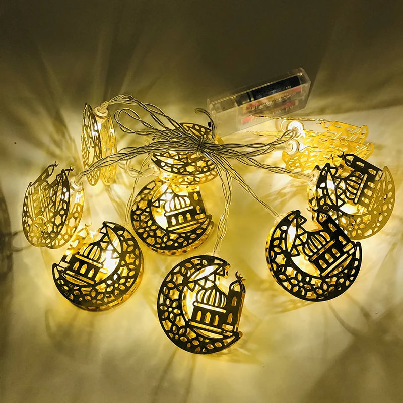 Moon Star Led String Lights EID Mubarak Ramadan Kareem Decoration for Home Islam Muslim Event Party Supplies Eid Al-Fitr Decor