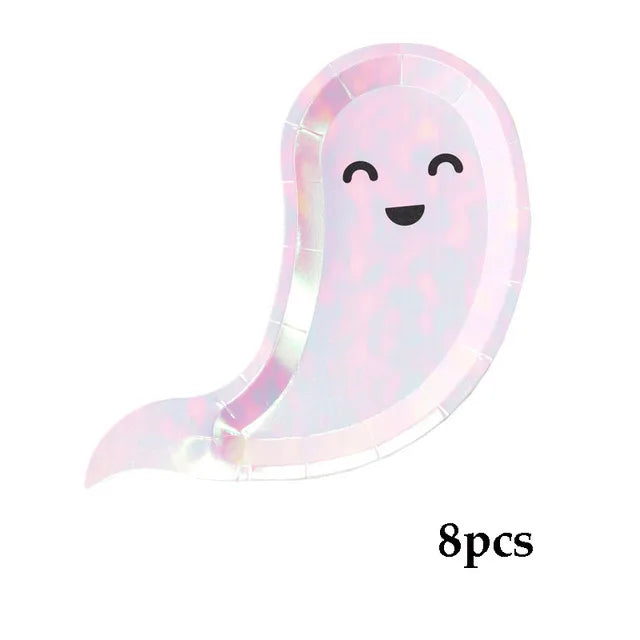Halloween Party Decoration Ghost Plates Napkins Disposable Tableware Halloween Decoration Supplies