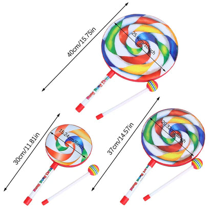 6Inch 8Inch 10Inch Lollipop Hand Drum Percussion Colorful Dance Props Infant Musical Toys Teaching Aids Children's Gift