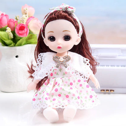 17cm Mini Bjd Doll for Girls 3 to 12 Year Old Wedding Dolls 1/12 With Hair and Clothes Full Set Christmas Gifts Toys for Kids