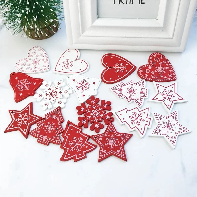 12pcs/Set Wooden Christmas Tree Toys Christmas Ornaments Christmas Decoration Party Home Wedding New Year 2022 Noel Navidad