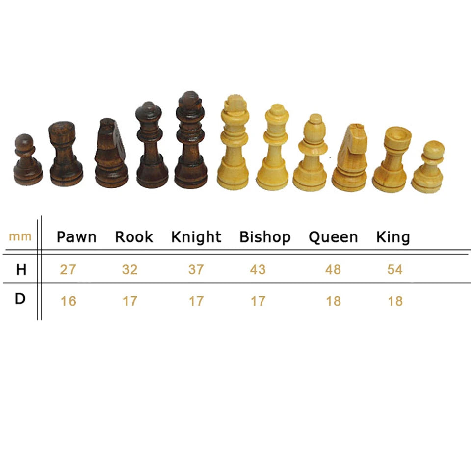 32 Pieces Wooden Chess King Height 54/65/80/92/105mm Chess Game Set Chessmen Competitions Chess Set Kid Chess IA14