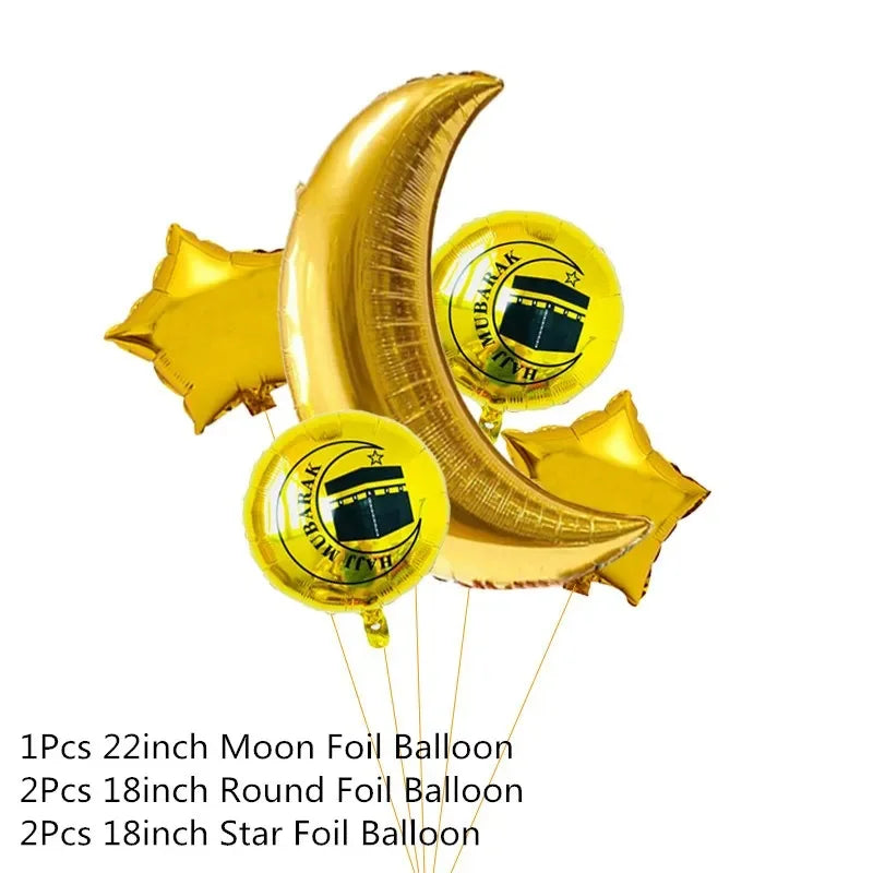 Eid Mubarak Letter Latex Balloon Hajj Mubarak Aluminum Foil Balloon Ramadan Kareem Islamic Muslim Festival Party Decor Supplies