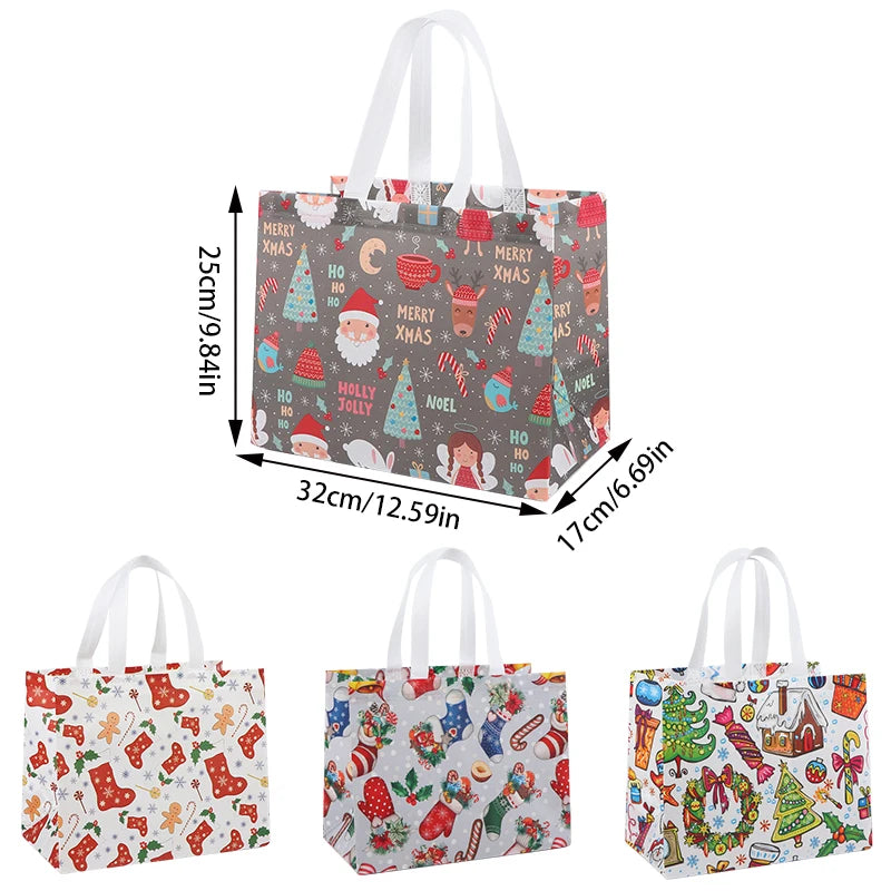 4pcs Christmas Gift Bag Santa Claus Snowman Non-Woven Tote Bag Candy Gift Packaging Bag 2023 Christmas Party Home Navidad Noel