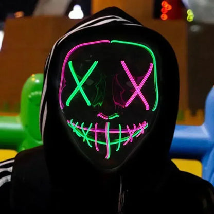 Wireless Halloween Neon LED Purge Mask Masque Masquerade Party Masks Light Grow in the Dark Horror Mask Glowing Masker