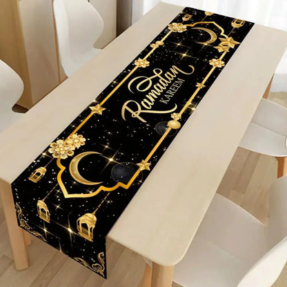 EID Mubarak Table Runner Ramadan Decorations 2024 for Home Tablecloth Ramadan Kareem Eid Al Adha Islamic Muslim Party Decoration