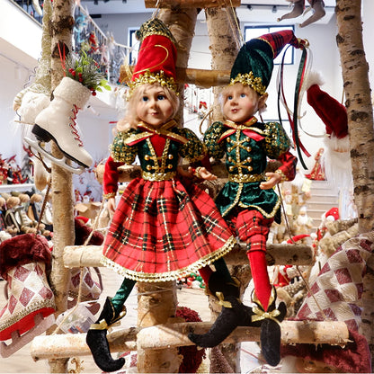 Elf Couple Navidad New Year Xmas Gifts for Kids Plush Dolls Toys Christmas Tree Pendant Drop Ornaments Hanging Decoration