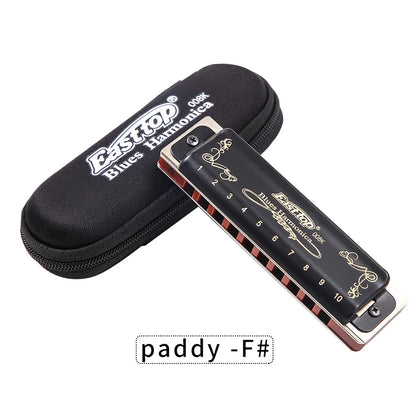 East Top Harmonica Diatonic Blues Harmonica Key of Paddy C 10 Holes 20 Tones 008K Blues Harp for Adults Professionals Students