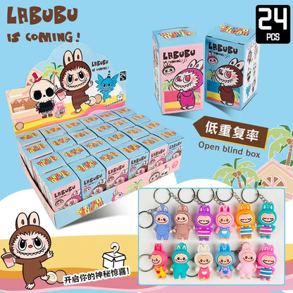 Kawaii Labubu  Figure Doll Pvc Small Pendant Trendy Cute Kawaii Cartoon Keychain Mystery Box Bag Decorations Wholesale