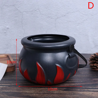 Halloween Candy Pot Halloween Cauldron Novelty Halloween Bucket Ornament Skull Witch Toy