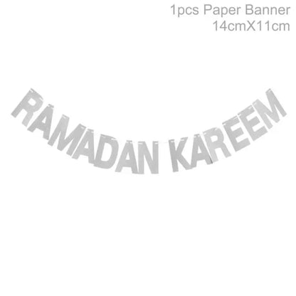 Eid Mubarak Banner Bunting Balloons Plates Tablecloth Kareem Ramadan Decoration for Home 2024  Muslim Islamic Party Supplies