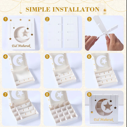 2Pcs Eid Mubarak Gift Box Candy Cake Chocolate Packaging Box Ramadan Kareem Home Decoration 2024 Islamic Muslim Party Supplies