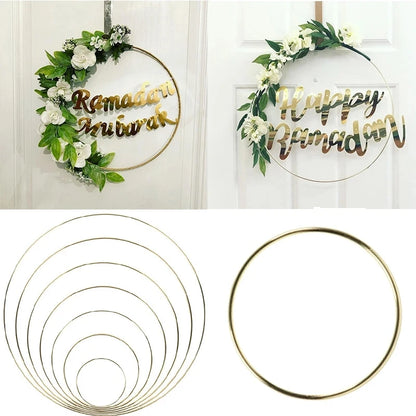 Ramadan Eid Mubarak Decorations for Home Iron Metal Wreath Hoop Islamic Muslim Festival Party Door Decor Ramadan Kareem Deco