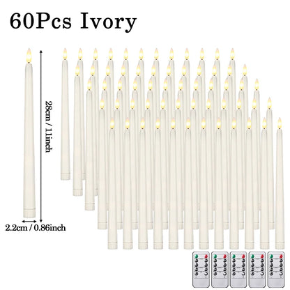120-12Pcs Flameless Taper Candles Battery Operated LED Candle Flickering Candles Faux Candle Halloween Christmas Wedding Decor