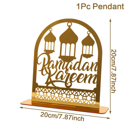 Ramadan Tray Table Centerpieces Plate Acrylic Ramadans Eid Mubarak Decorations for Home 2024 Islam Muslim Festival Party Gifts