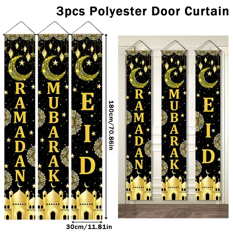 Eid Mubarak Door Banner Ramadan Decoration 2024 for Home Mubarak Ramadan Kareem Islamic Muslim Party Decor  Eid Al Adha Gifts