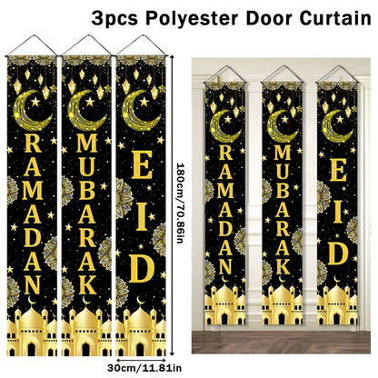 Eid Mubarak Door Banner Ramadan Decoration 2024 for Home Mubarak Ramadan Kareem Islamic Muslim Party Decor  Eid Al Adha Gifts