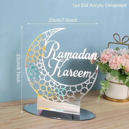 Ramadan Tray Table Centerpieces Plate Acrylic Ramadans Eid Mubarak Decorations for Home 2024 Islam Muslim Festival Party Gifts