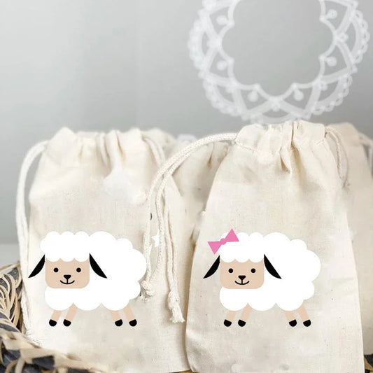 5pcs Sheep Gift Bags Barnyard Farm Animal Themed Baby Shower Boy Girl Birthday Party Eid Mubarak Al Adha Al-Adha Ramadan Favor