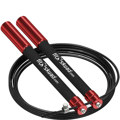 Fitskuad Speed Jump Rope Heavy Duty Adjustable Skip Rope Lightweight, Solid Aluminum Handles,Ball Bearing Smooth Crossfit Rope