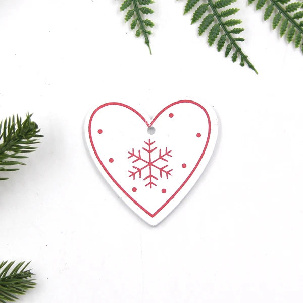 12pcs/Lot DIY White&Red Christmas Printed Wooden Pendants Ornaments for Kids Christmas Gifts Xmas Tree Ornaments Decorations