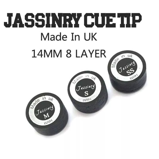 2017 Latest Jassinry 14mm Professional Billiards Pool Cue Tips in SS/S/M/H With 2layers Pad+8layers Pigskin Tips Black Color