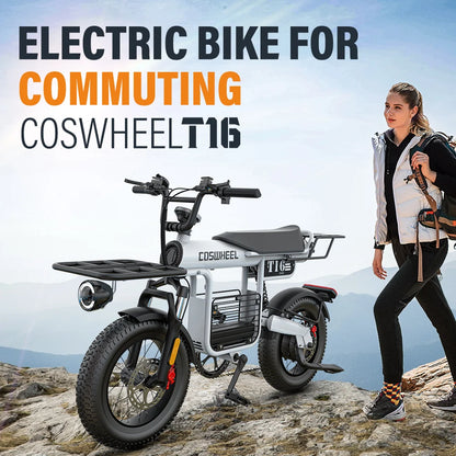 Coswheel Electric Bike T16 Adult Mountain Ebikes Road Ebike 1000W 48V 20AH Fat Tire Cycling Outdoor City Commuting Electric Bike