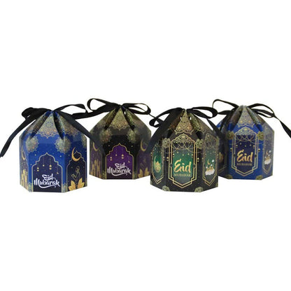 10Pcs Eid Mubarak Candy Box Cookie Snack  Gift Packaging Boxes Bag 2024 Ramadan Kareem Muslim Festival Party Decoration Supplies
