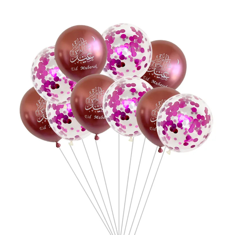 10pcs Eid Mubarak Metal Latex Balloon Ramadan Kareem Decoration Air Globos Ramadan Mubarak Muslim Islamic Festival Party Decor