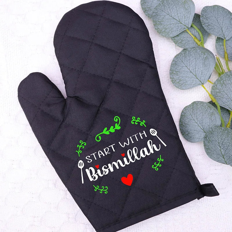 Start With Bismillah Ramadan Mubarak Pot Holder Apron Oven Mitt Happy Eid Al-Fitr Muslim Islamic Kareem Iftar Housewarming Gift