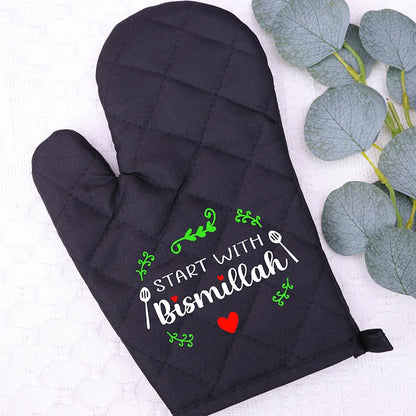 Start With Bismillah Ramadan Mubarak Pot Holder Apron Oven Mitt Happy Eid Al-Fitr Muslim Islamic Kareem Iftar Housewarming Gift
