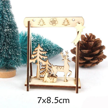 2pcs/Lot DIY Creative Small Hollow Christmas Wooden Ornaments for Home Christmas Party Ornament Decorations Kids Gift Supplies