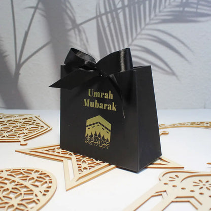 Umrah Ramadan Kareem Gift Boxes Black EID Mubarak Candy Package for Home Decoration Muslim Islamic Festival Party Supplies 2024