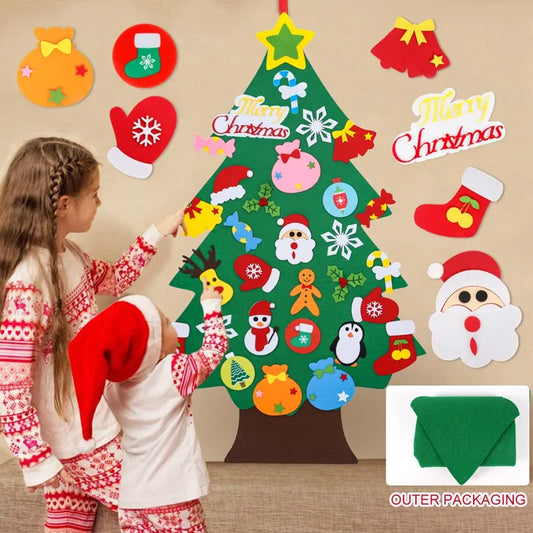 Kids DIY Felt Christmas Tree Merry Christmas Decorations for Home 2023 Christmas Ornaments Navidad 2024 New Year Gifts Xmas Tree
