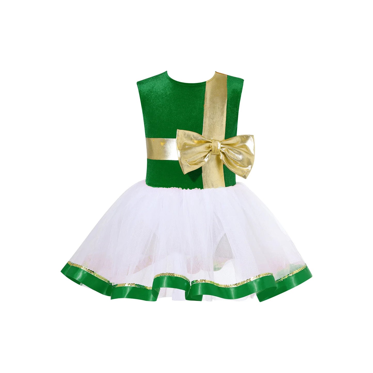 Girls Christmas Dance Dress Sleeveless Ballet Skating Gymnastics Leotard Tutu Xmas Carnival Party Cosplay Performance Costume