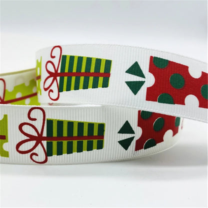 5yards/Lot 25MM Christmas Ribbon Printing Christmas Peripheral Ribbon for Bow Christmas Decoration DIY Gift Wrapping