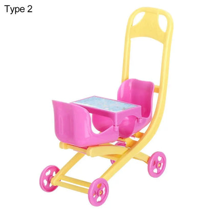 Baby Stroller for Dolls Dollhouse Barbies Furniture Access Infant Carriage Trolley Nursery Girls Doll House Playing House Toys