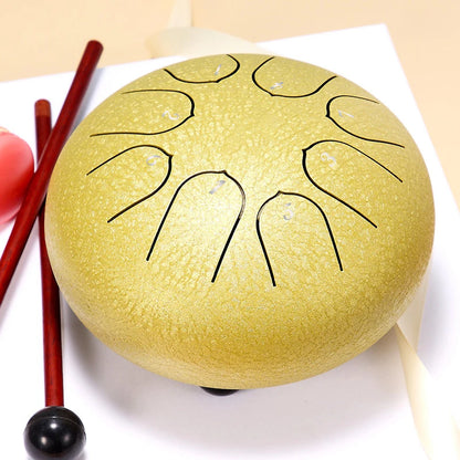 Hluru Glucophone Steel Tongue Drum 6 Inch 8 Notes Ethereal Drum Tone Key D5 Drum Percussion Children Musical Instrument