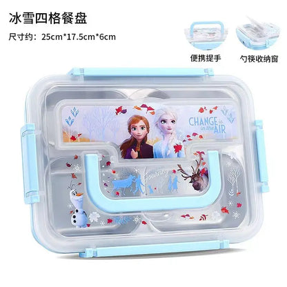 Disney Frozen Elsa Mickey Children Lunch Box With Compartments Anti-Fall Detachable Large Capacity Bento Lunch Box for Toddlers